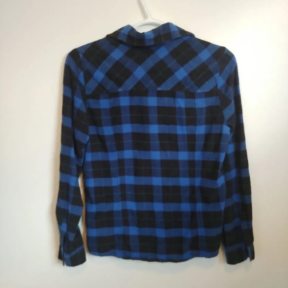 George Blue &  Black Plaid Flannel Top, XS - Picture 4 of 6